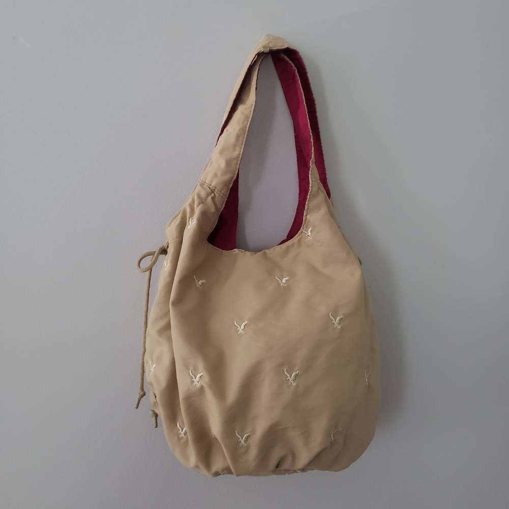 Vintage American Eagle Slouchy Hobo Shoulder Bag Purse Y2K Boho Embroidery Women